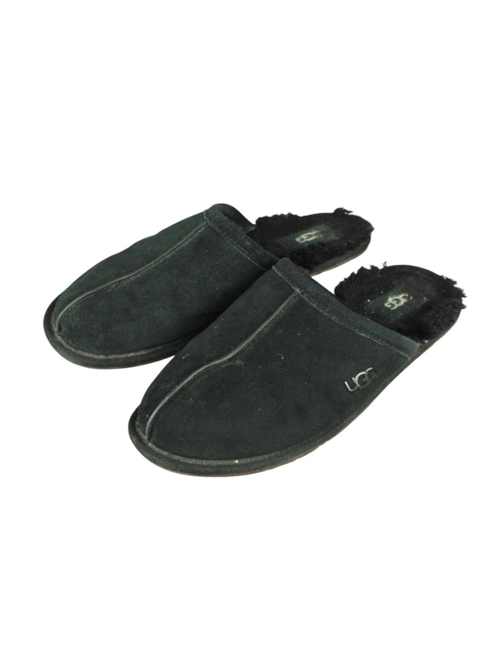 UGG Slip On Slippers Womens Size 8 Blush Black Suede Sheepskin Mule